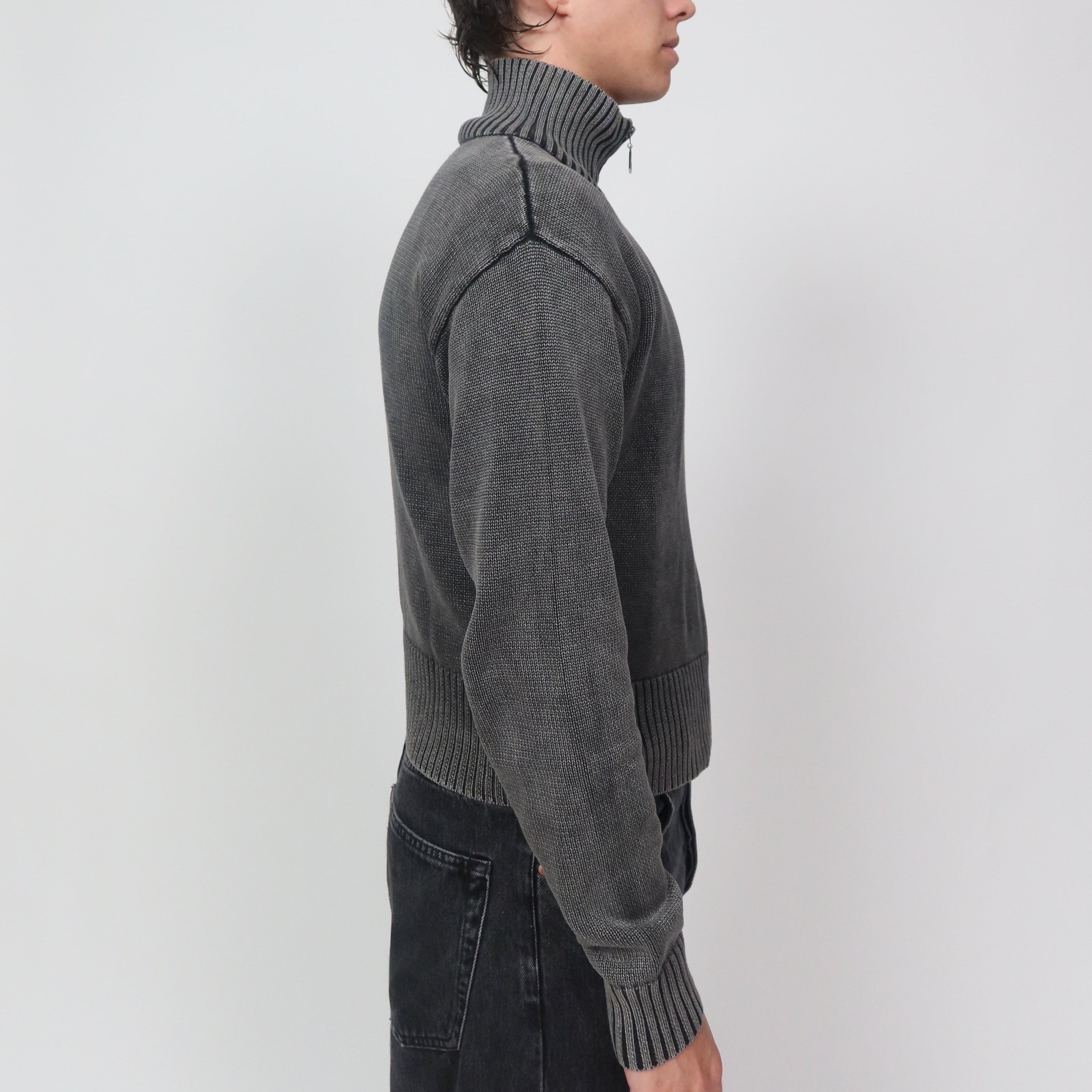 ZIP UP BLACK WASHED UNISEX FIT