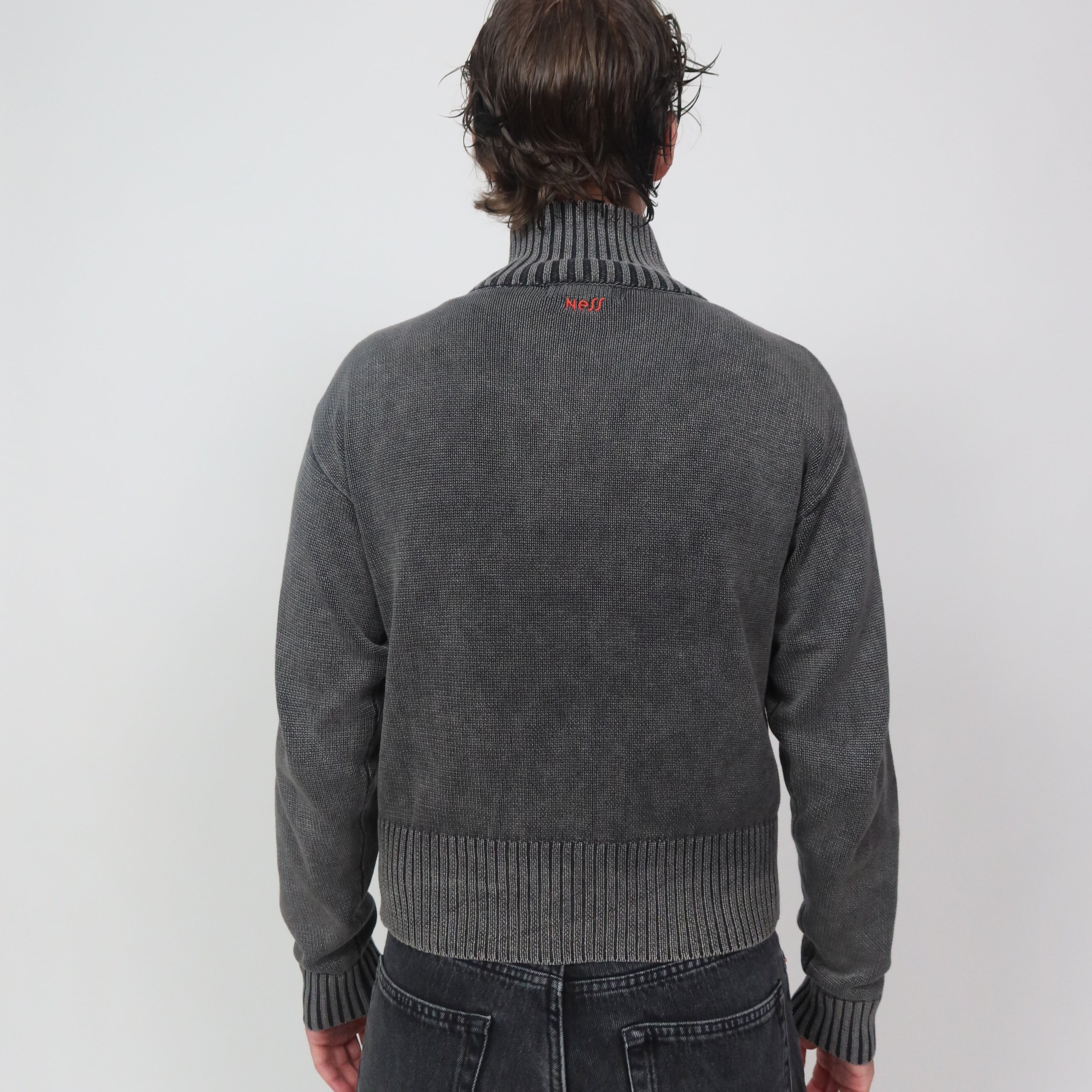 ZIP UP BLACK WASHED UNISEX FIT