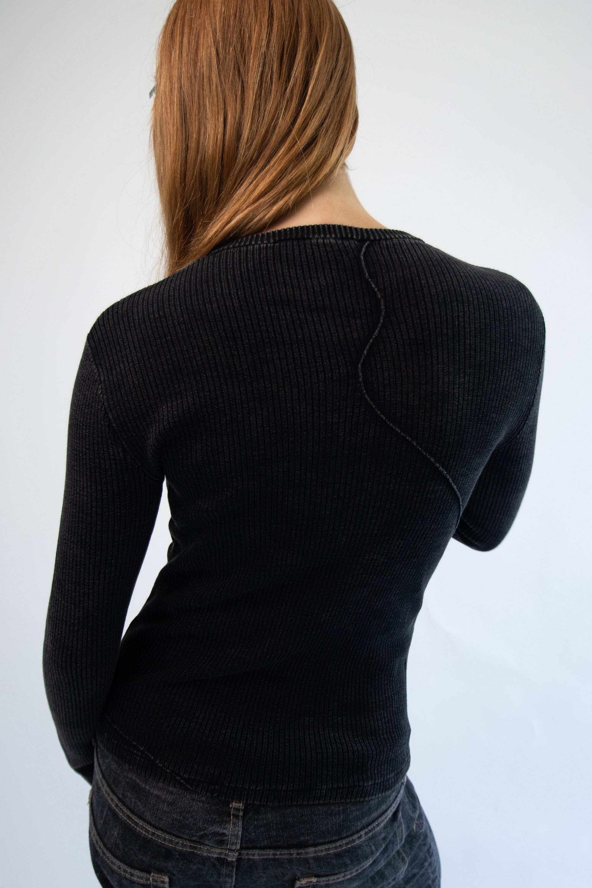 SLIM LIGHT BUTTON SHIRT BLACK WASHED